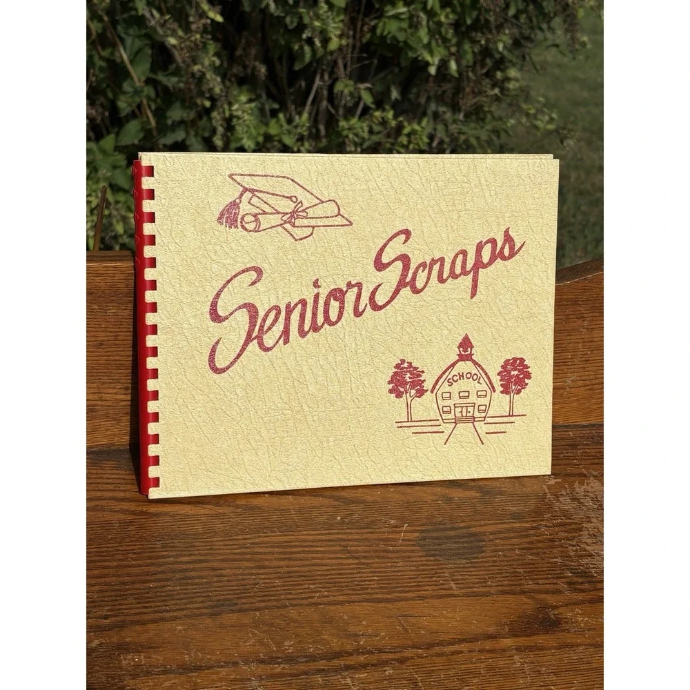 Vintage New Senior Scrapbook Red And Cream Spiral Bound Retro 50's Photos